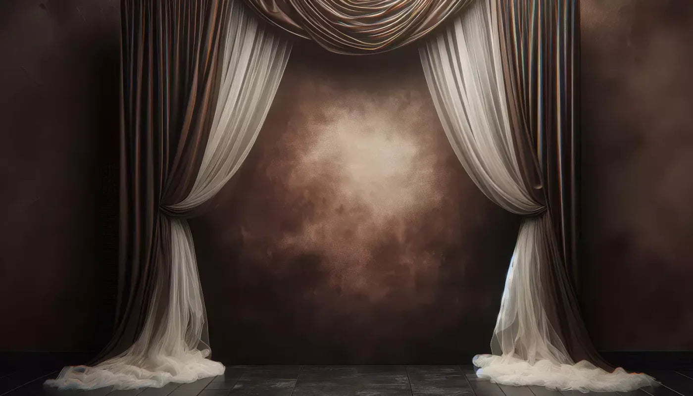 Elegant Montey Brown Curtain 14’X8’ Ultracloth (168 X 96 Inch) Backdrop