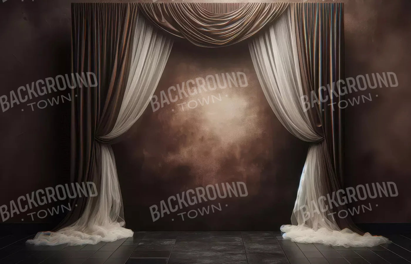 Elegant Montey Brown Curtain 14’X9’ Ultracloth (168 X 108 Inch) Backdrop