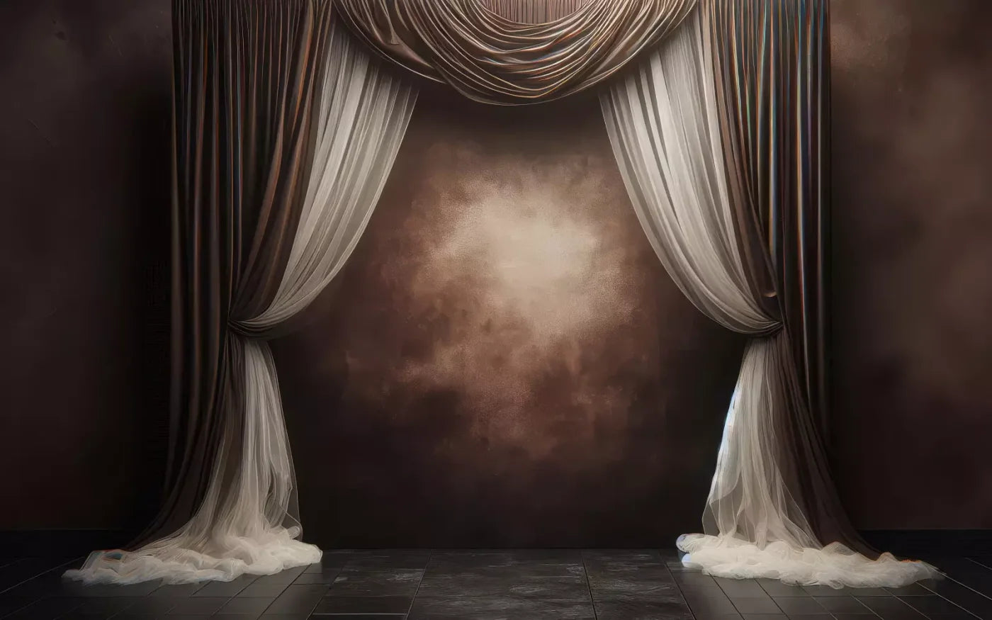 Elegant Montey Brown Curtain 16’X10’ Ultracloth (192 X 120 Inch) Backdrop