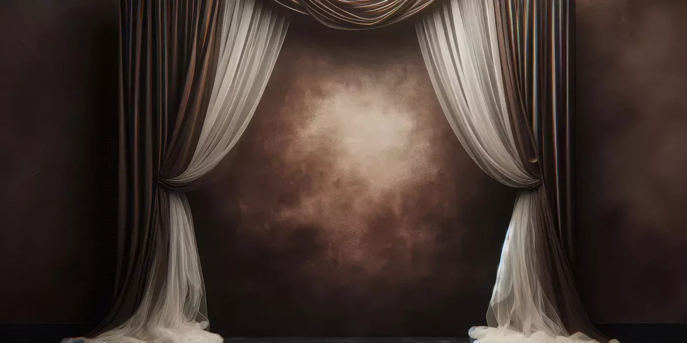 Elegant Montey Brown Curtain 16’X8’ Ultracloth (192 X 96 Inch) Backdrop