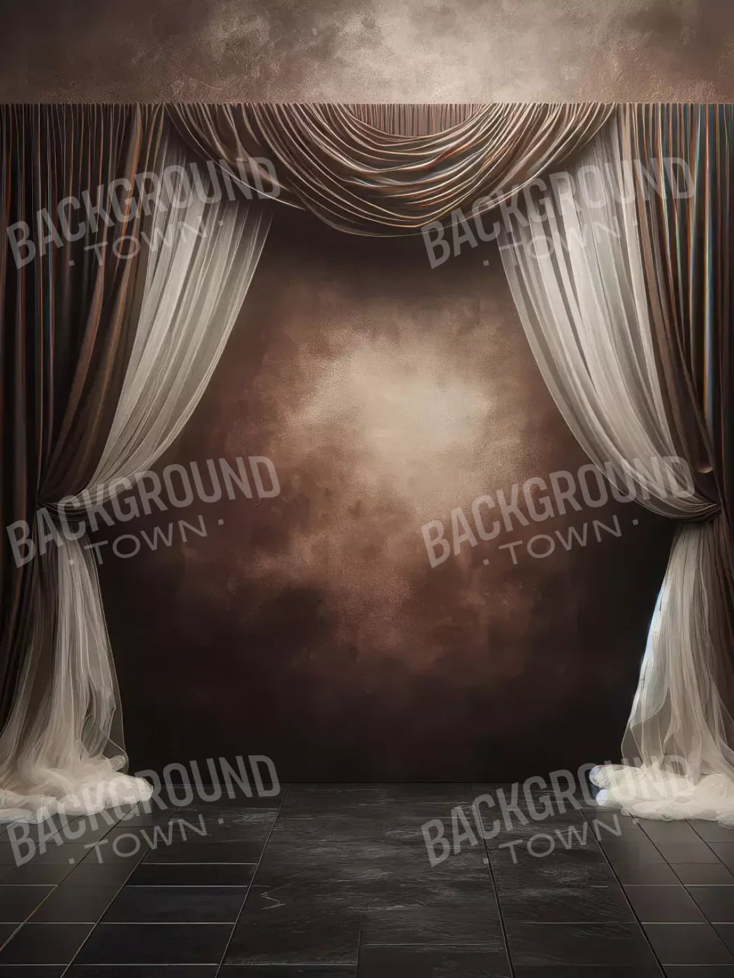 Elegant Montey Brown Curtain 5’X6’8 Fleece (60 X 80 Inch) Backdrop