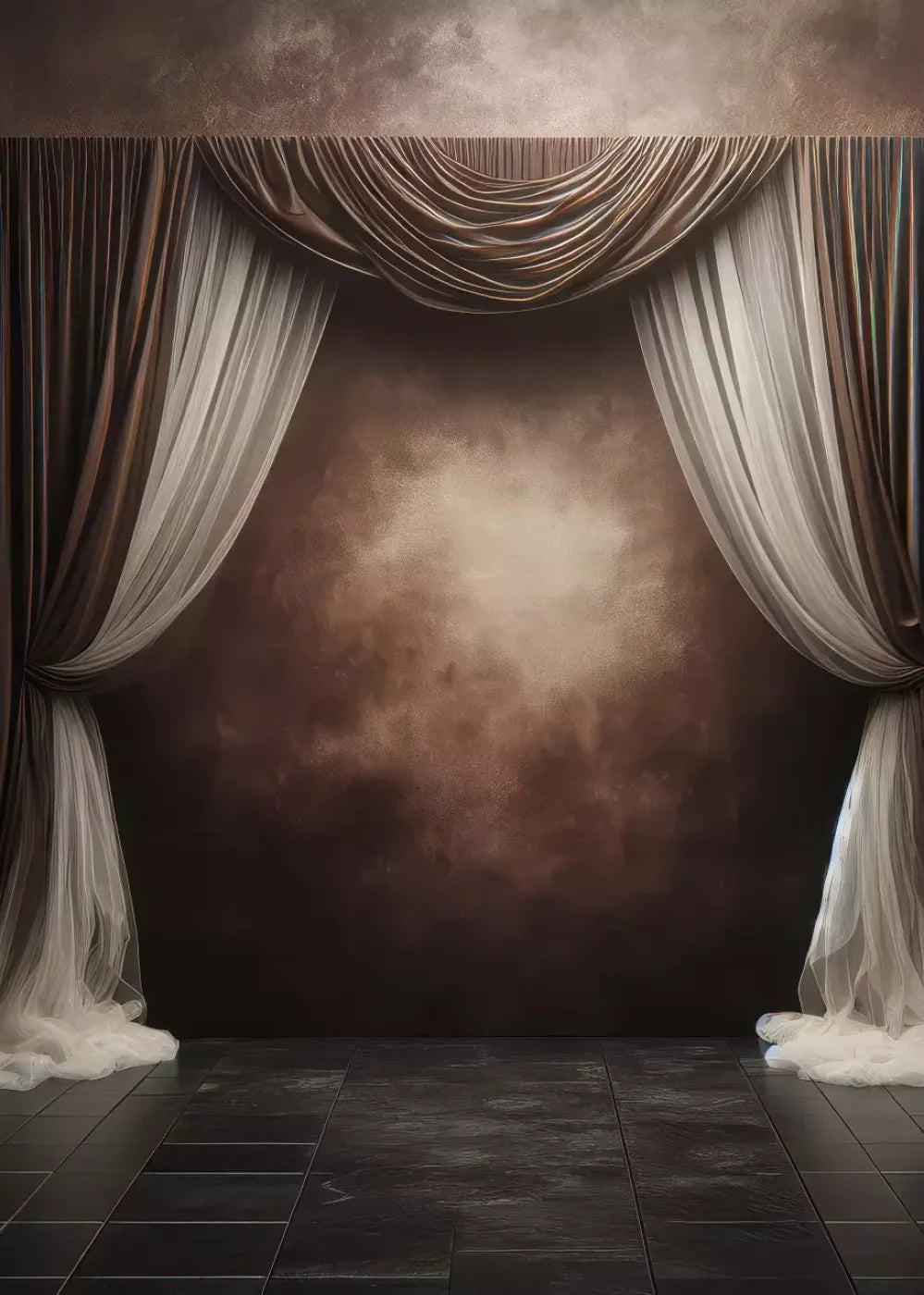 Elegant Montey Brown Curtain 5’X7’ Ultracloth (60 X 84 Inch) Backdrop