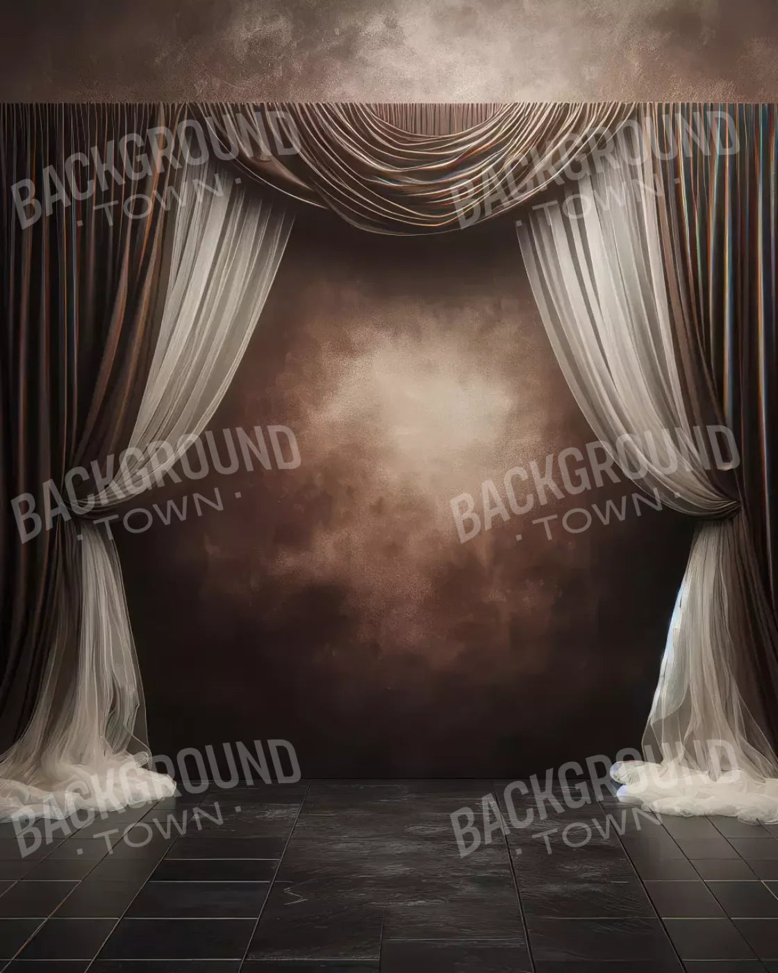 Elegant Montey Brown Curtain 8’X10’ Fleece (96 X 120 Inch) Backdrop