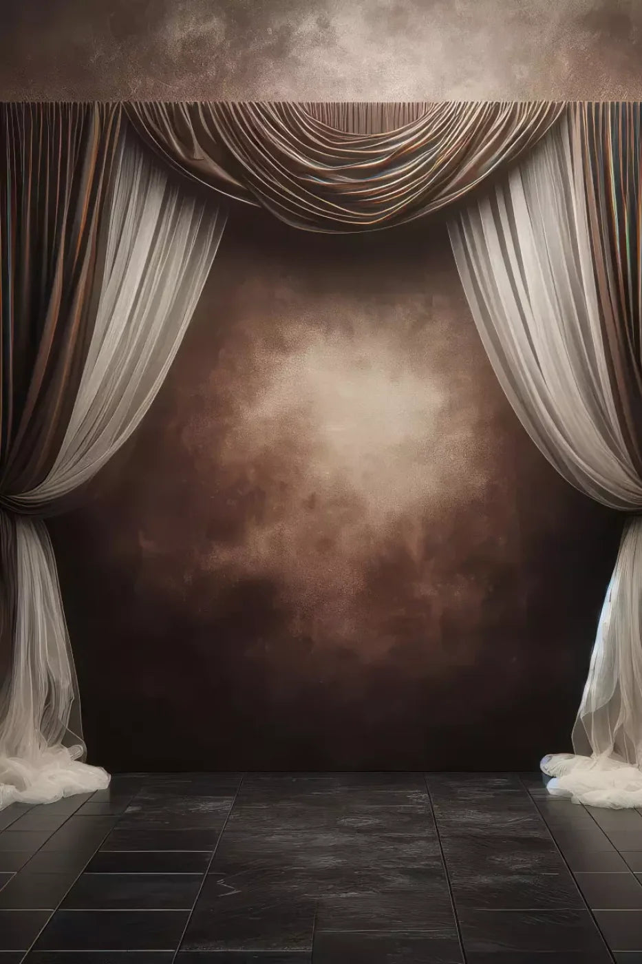 Elegant Montey Brown Curtain 8’X12’ Ultracloth (96 X 144 Inch) Backdrop