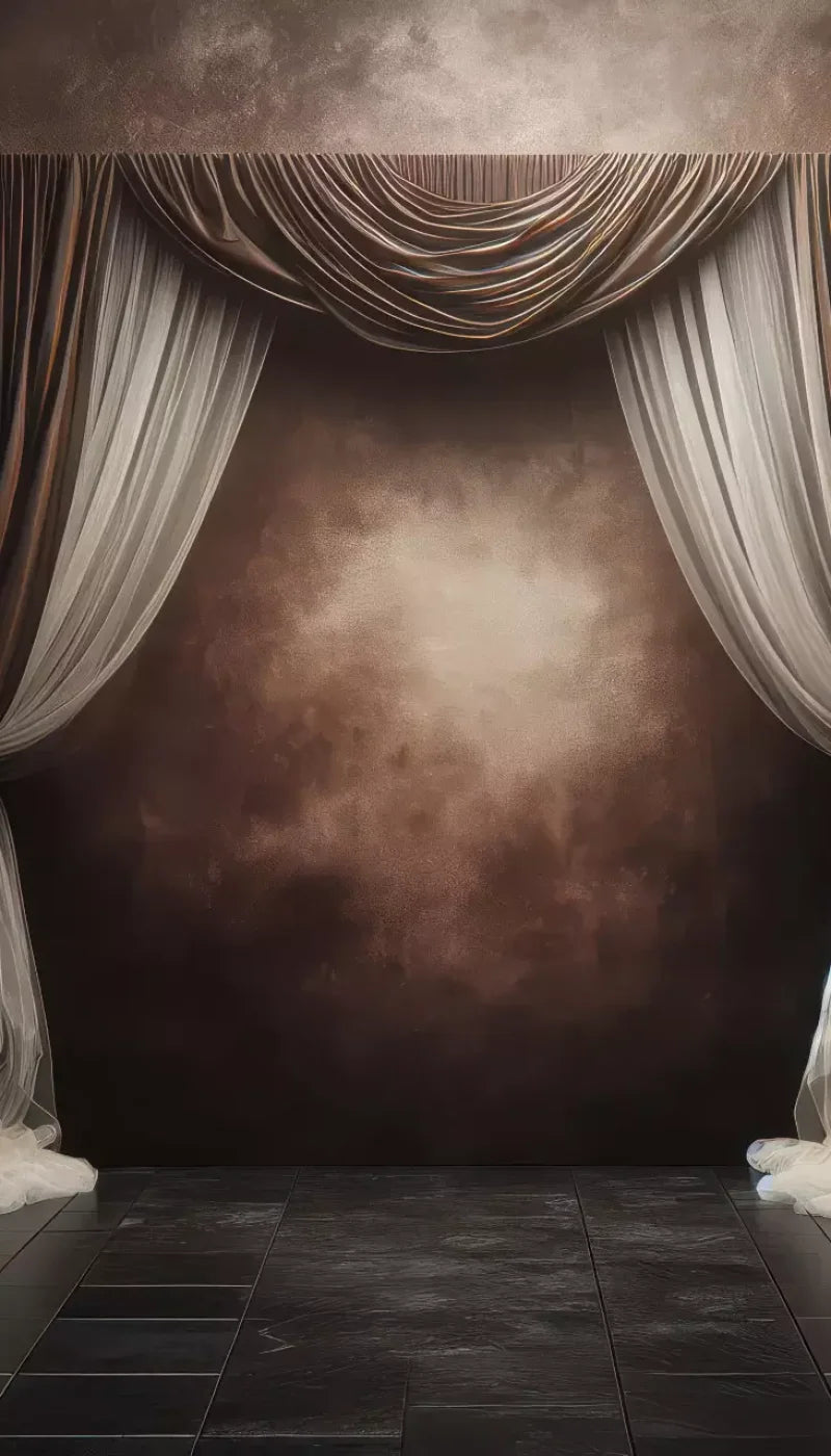 Elegant Montey Brown Curtain 8’X14’ Ultracloth (96 X 168 Inch) Backdrop