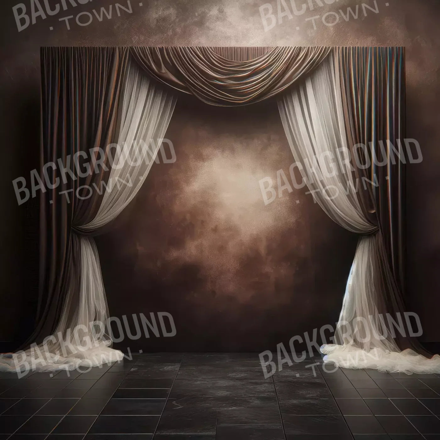 Elegant Montey Brown Curtain 8’X8’ Fleece (96 X Inch) Backdrop