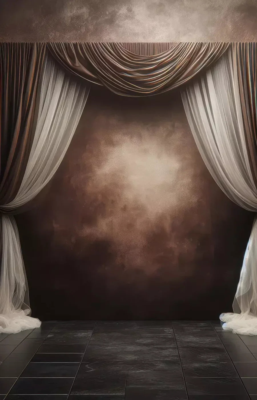 Elegant Montey Brown Curtain 9’X14’ Ultracloth (108 X 168 Inch) Backdrop
