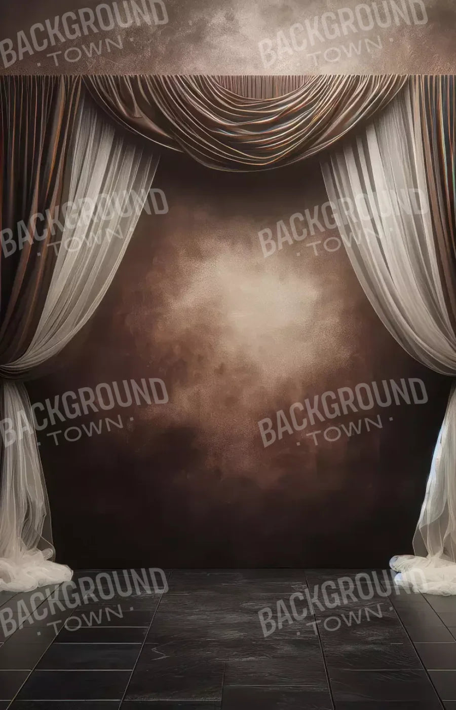 Elegant Montey Brown Curtain 9’X14’ Ultracloth (108 X 168 Inch) Backdrop