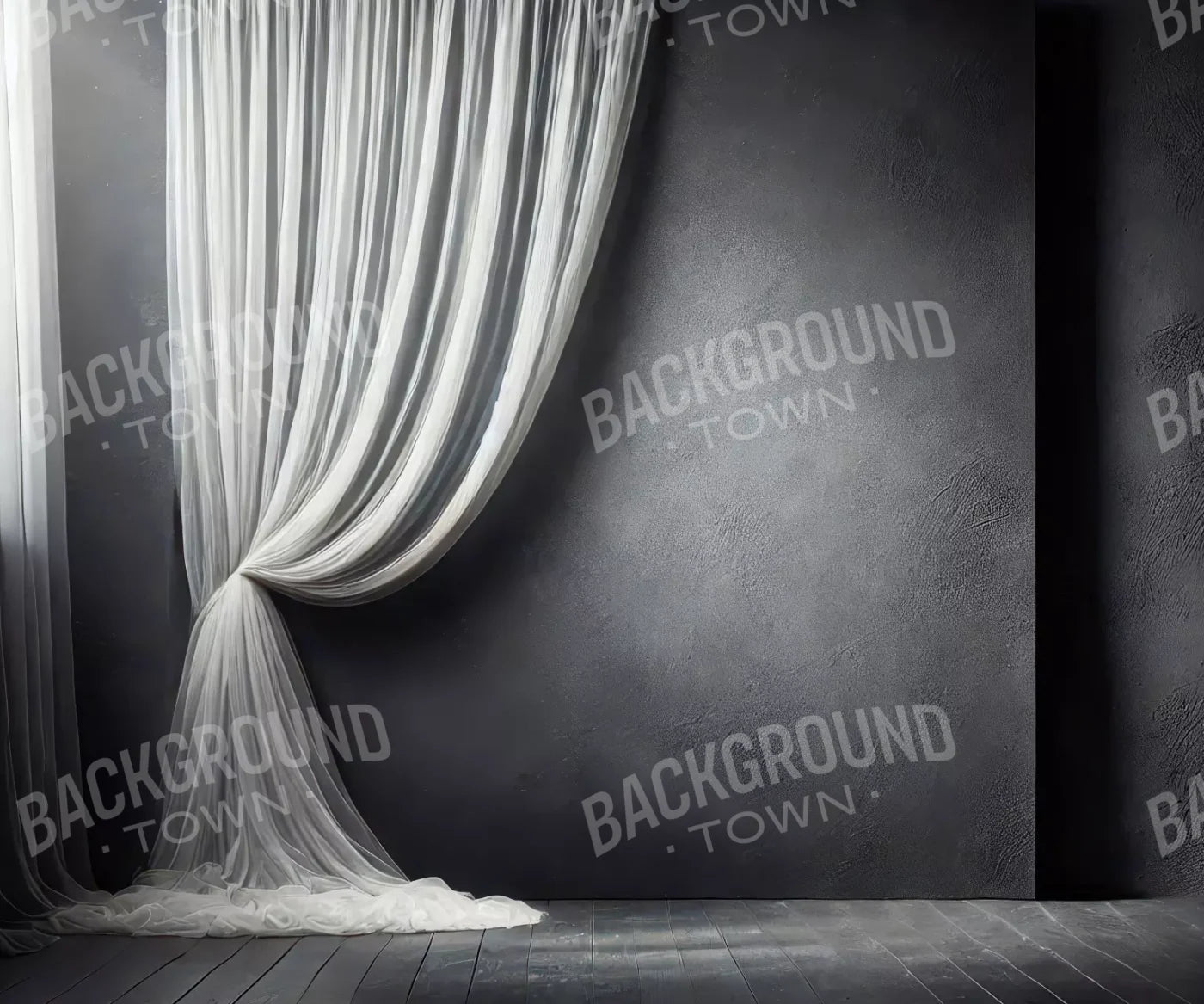 Elegant Pearly Gray Curtian I 5’X4’2 Fleece (60 X 50 Inch) Backdrop