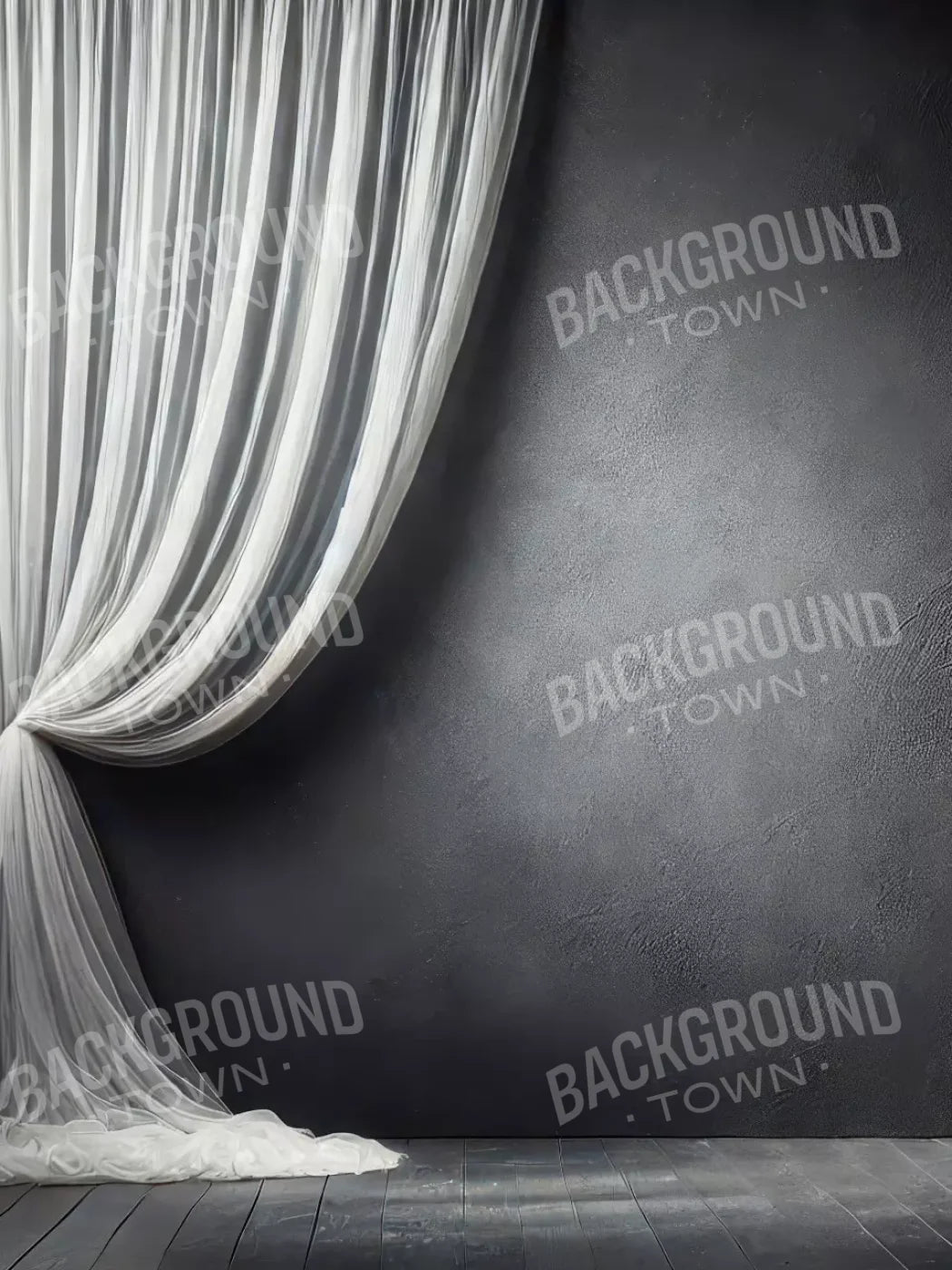 Elegant Pearly Gray Curtian I 5’X6’8 Fleece (60 X 80 Inch) Backdrop