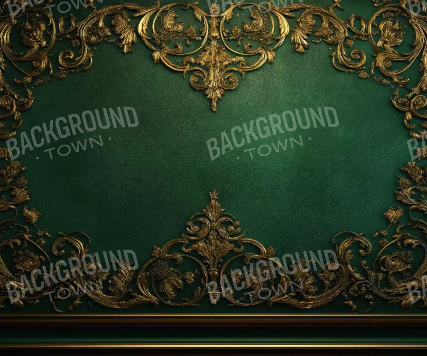 Emerald Green Wall With Gold Accents 5’X4’2 Fleece (60 X 50 Inch) Backdrop