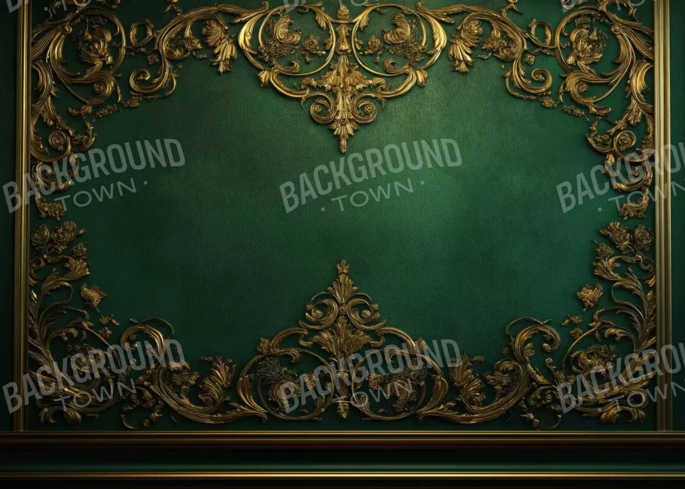 Emerald Green Wall With Gold Accents 7’X5’ Ultracloth (84 X 60 Inch) Backdrop