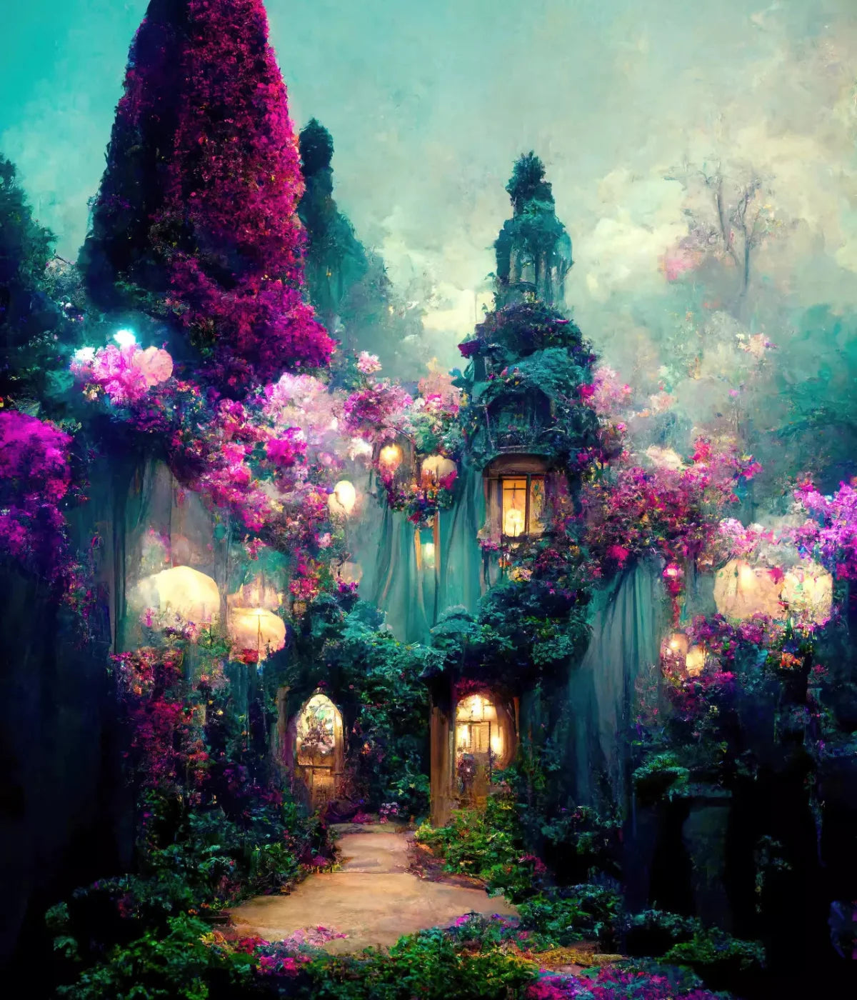Enchanted Village I 10X12 Ultracloth ( 120 X 144 Inch ) Backdrop