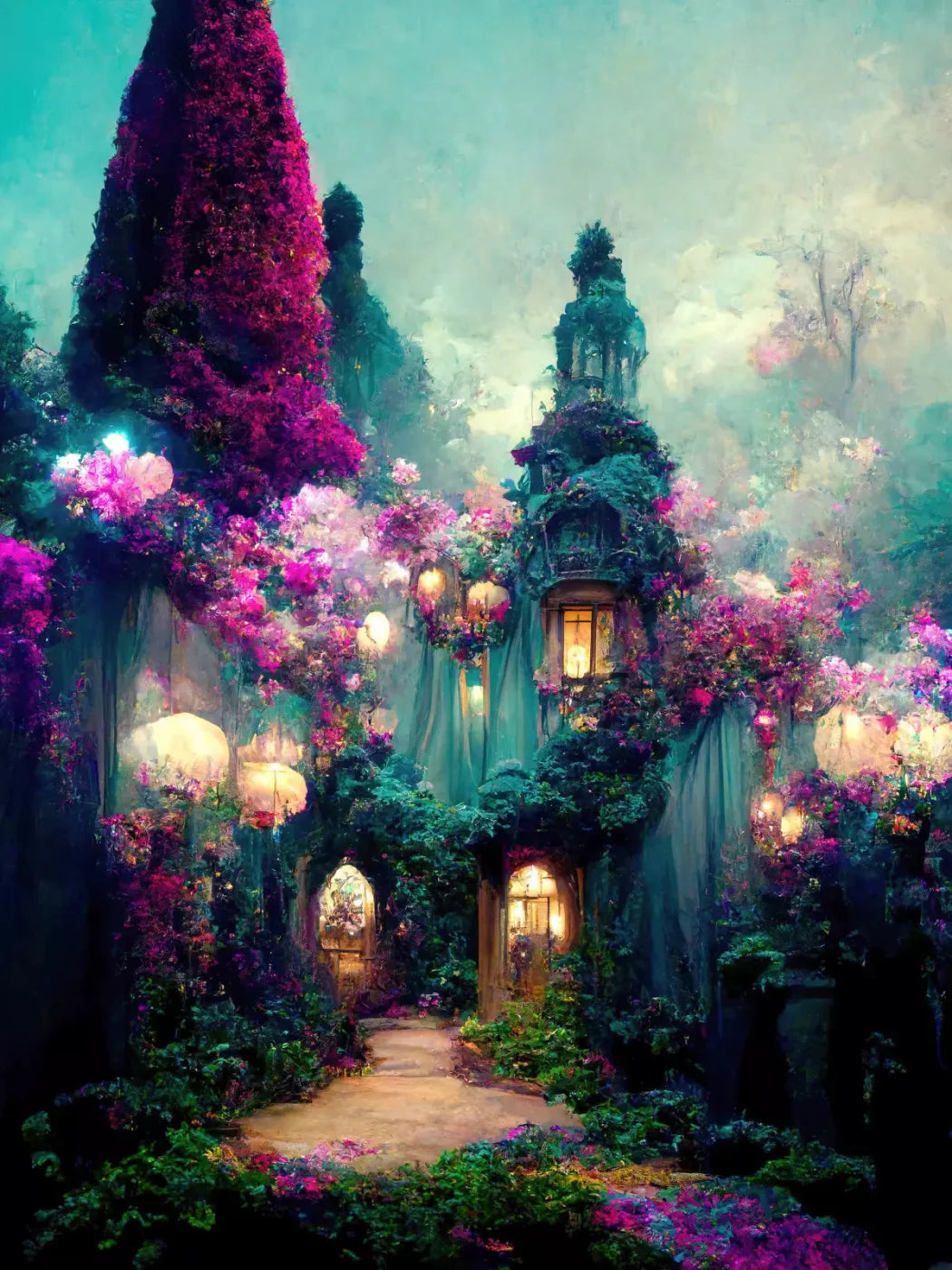 Enchanted Village I 5X7 Ultracloth ( 60 X 84 Inch ) Backdrop
