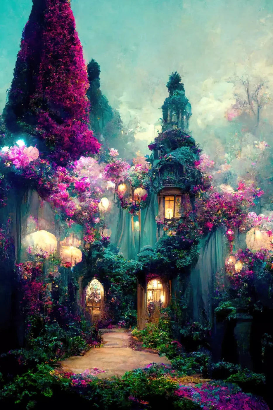 Enchanted Village I 5X8 Ultracloth ( 60 X 96 Inch ) Backdrop