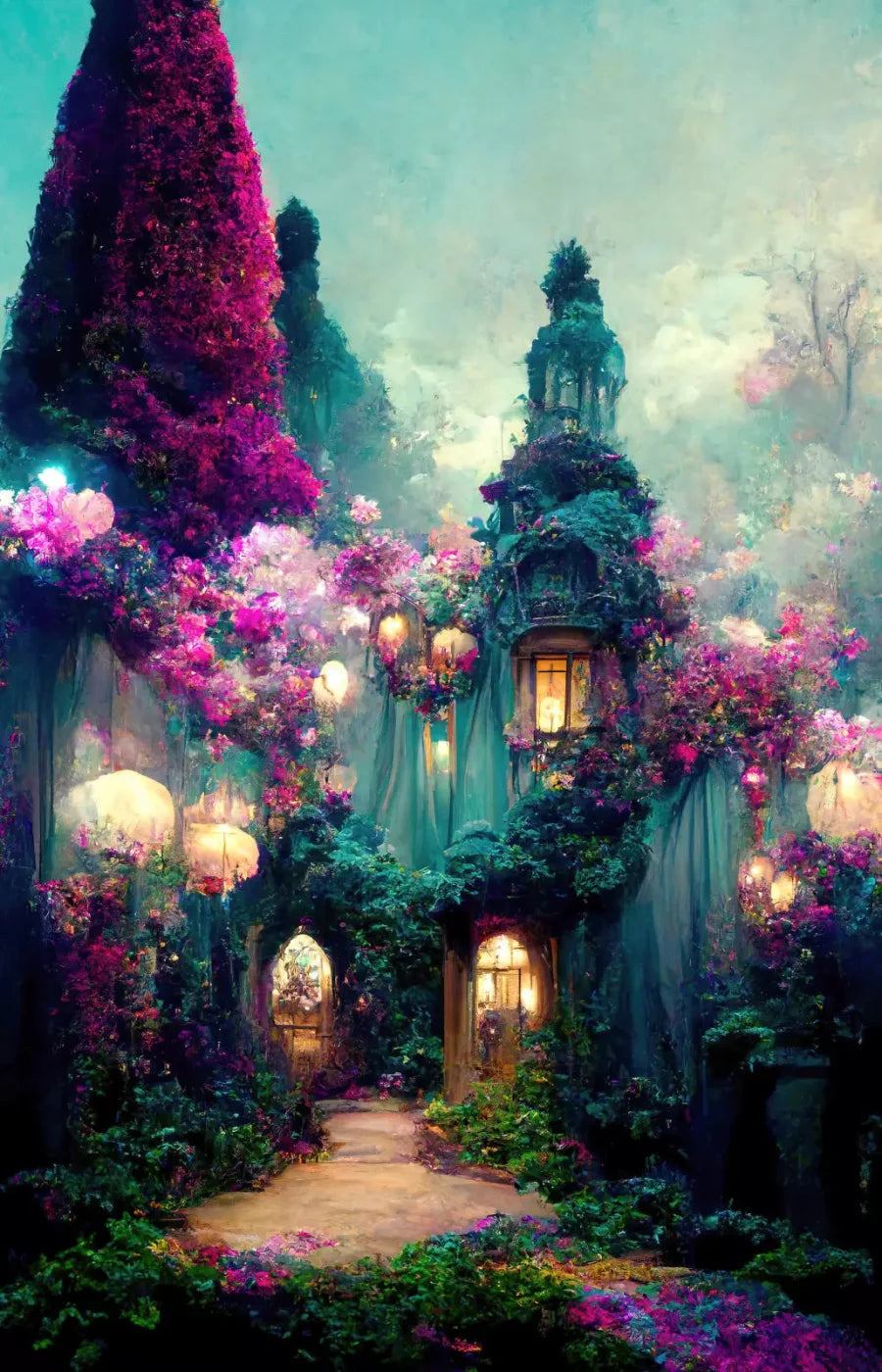 Enchanted Village I 8X12 Ultracloth ( 96 X 144 Inch ) Backdrop