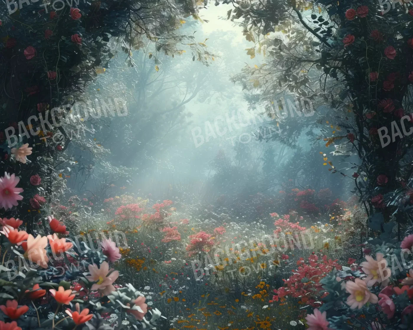 Ethereal Flowey Garden 10’X8’ Fleece (120 X 96 Inch) Backdrop