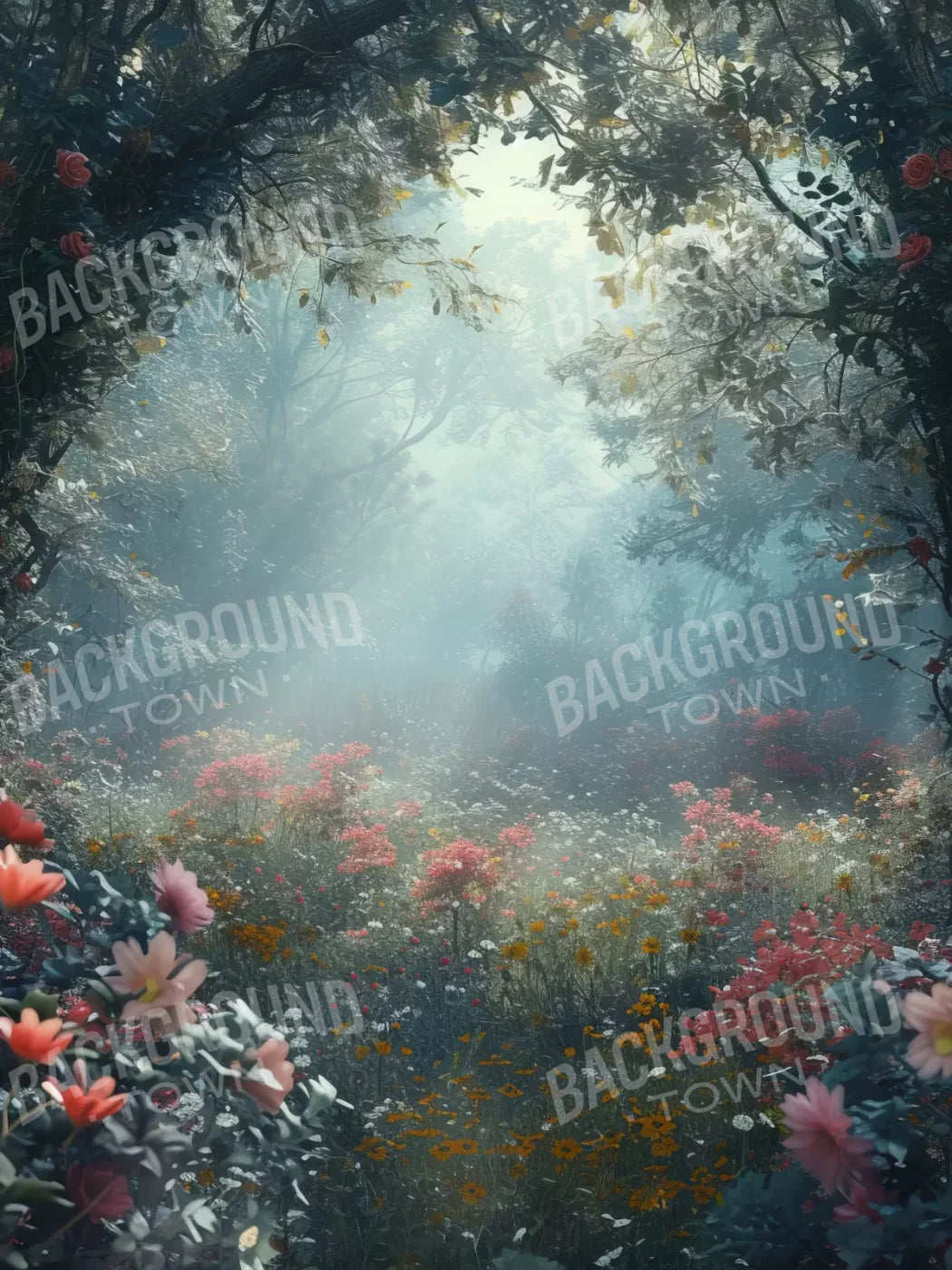 Ethereal Flowey Garden 6’X8’ Fleece (72 X 96 Inch) Backdrop
