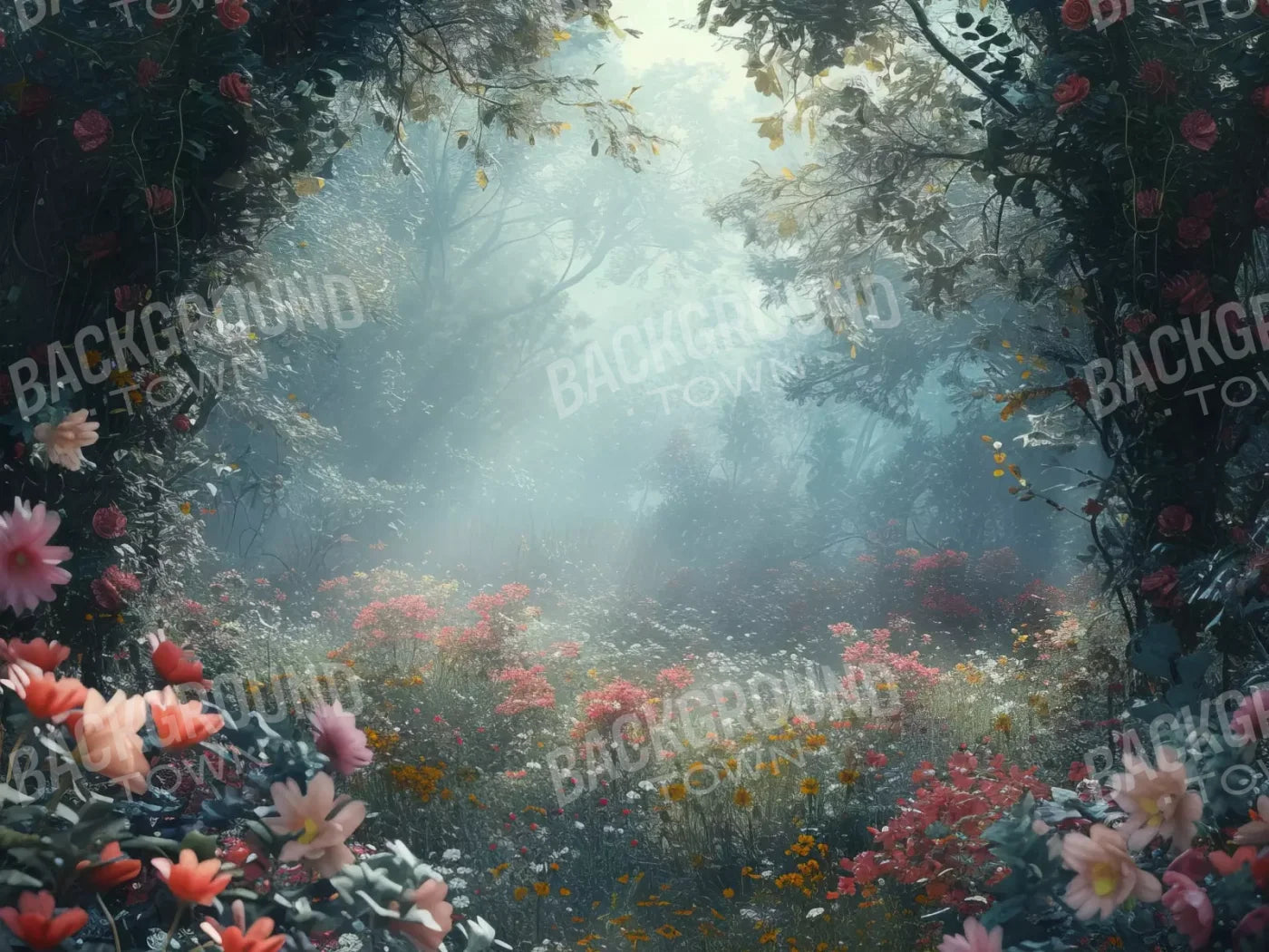 Ethereal Flowey Garden 8’X6’ Fleece (96 X 72 Inch) Backdrop