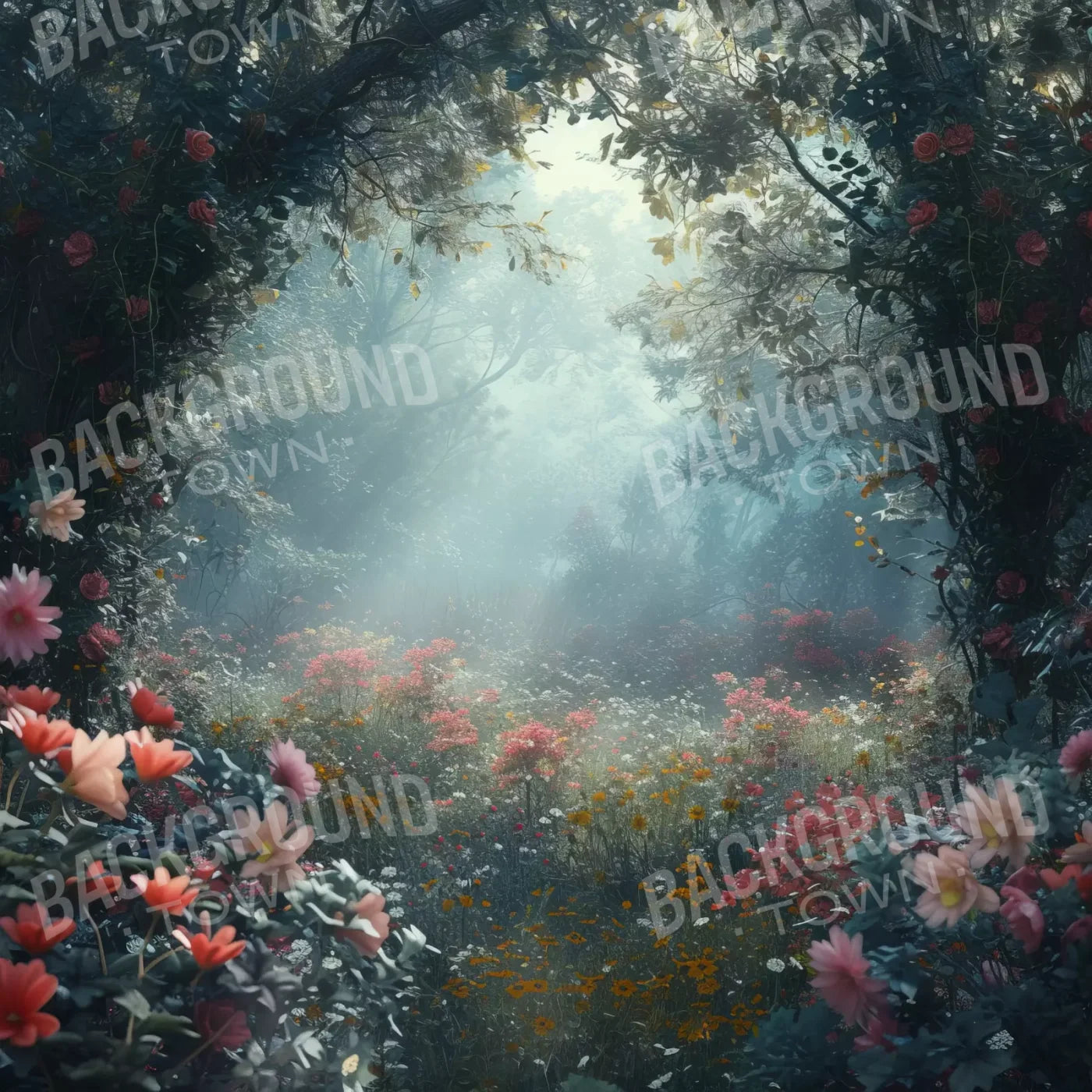 Ethereal Flowey Garden 8’X8’ Fleece (96 X Inch) Backdrop