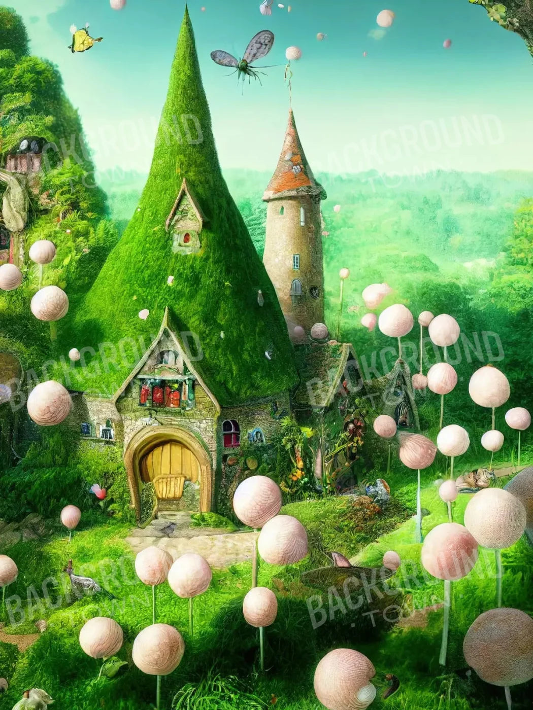Fairy Castle 8X10 Fleece ( 96 X 120 Inch ) Backdrop