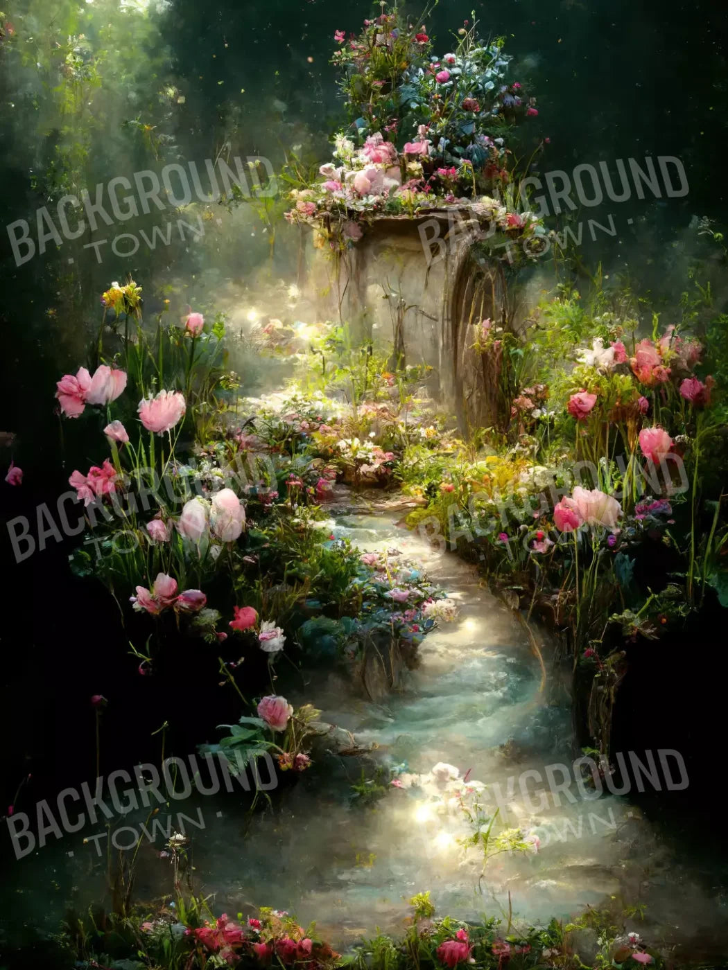 Fairy Garden Path L 8X10 Fleece ( 96 X 120 Inch ) Backdrop