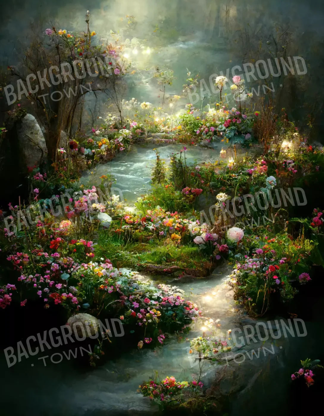 Fairy Garden Path 6X8 Fleece ( 72 X 96 Inch ) Backdrop