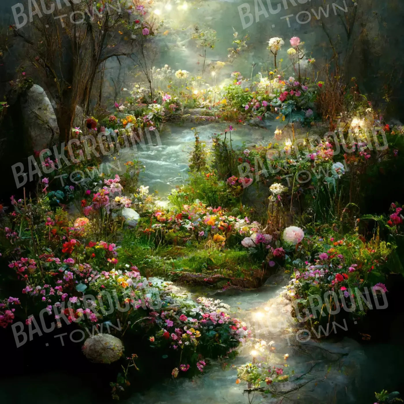 Fairy Garden Path 8X8 Fleece ( 96 X Inch ) Backdrop