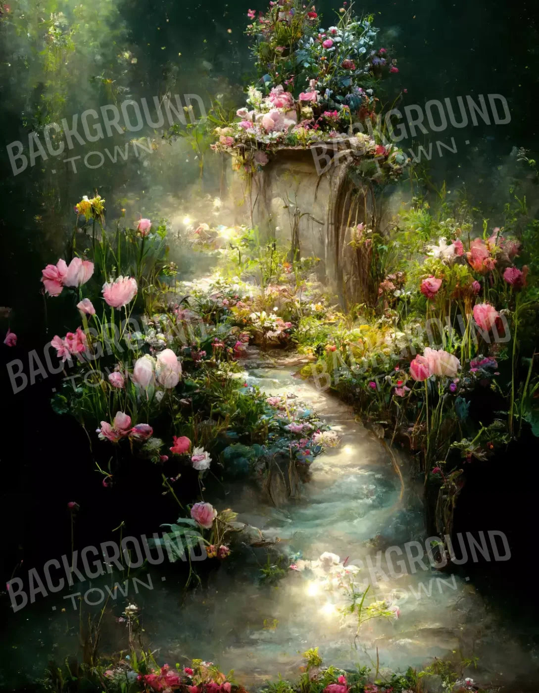 Fairy Garden Path L 6X8 Fleece ( 72 X 96 Inch ) Backdrop