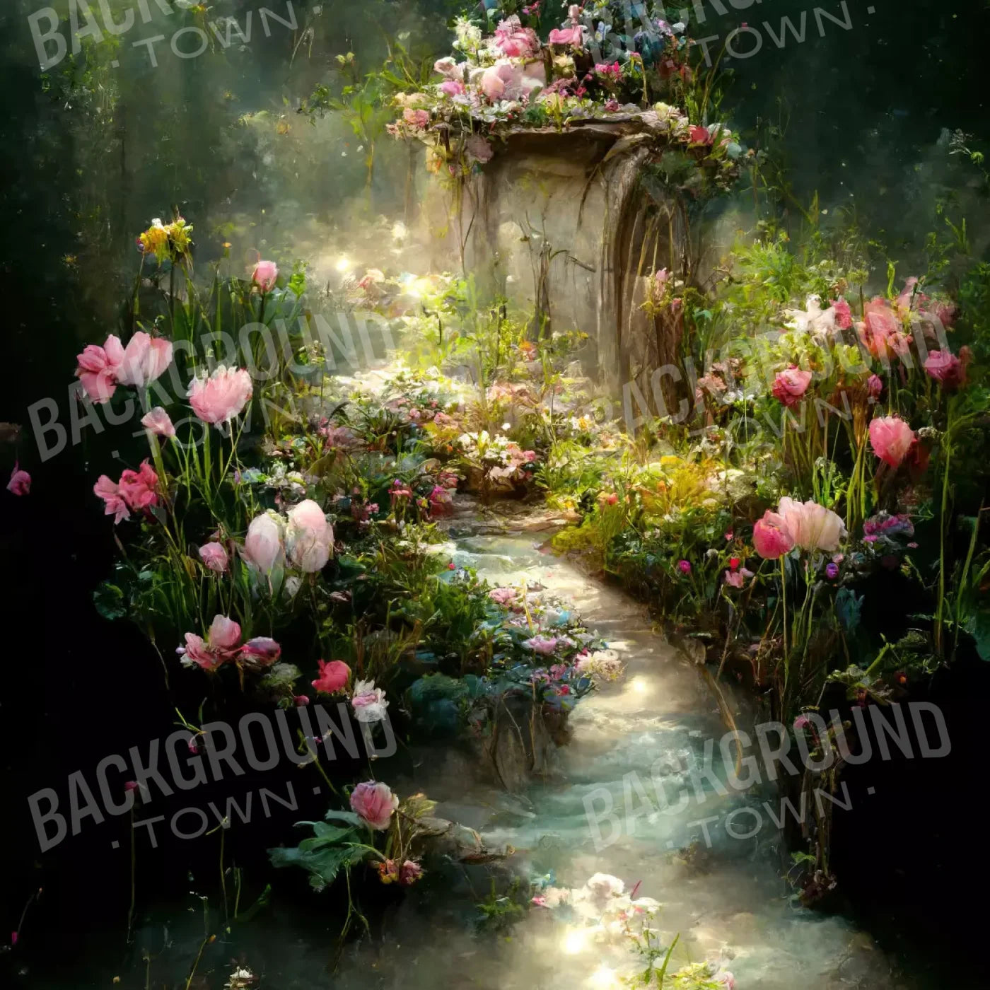 Fairy Garden Path L 8X8 Fleece ( 96 X Inch ) Backdrop