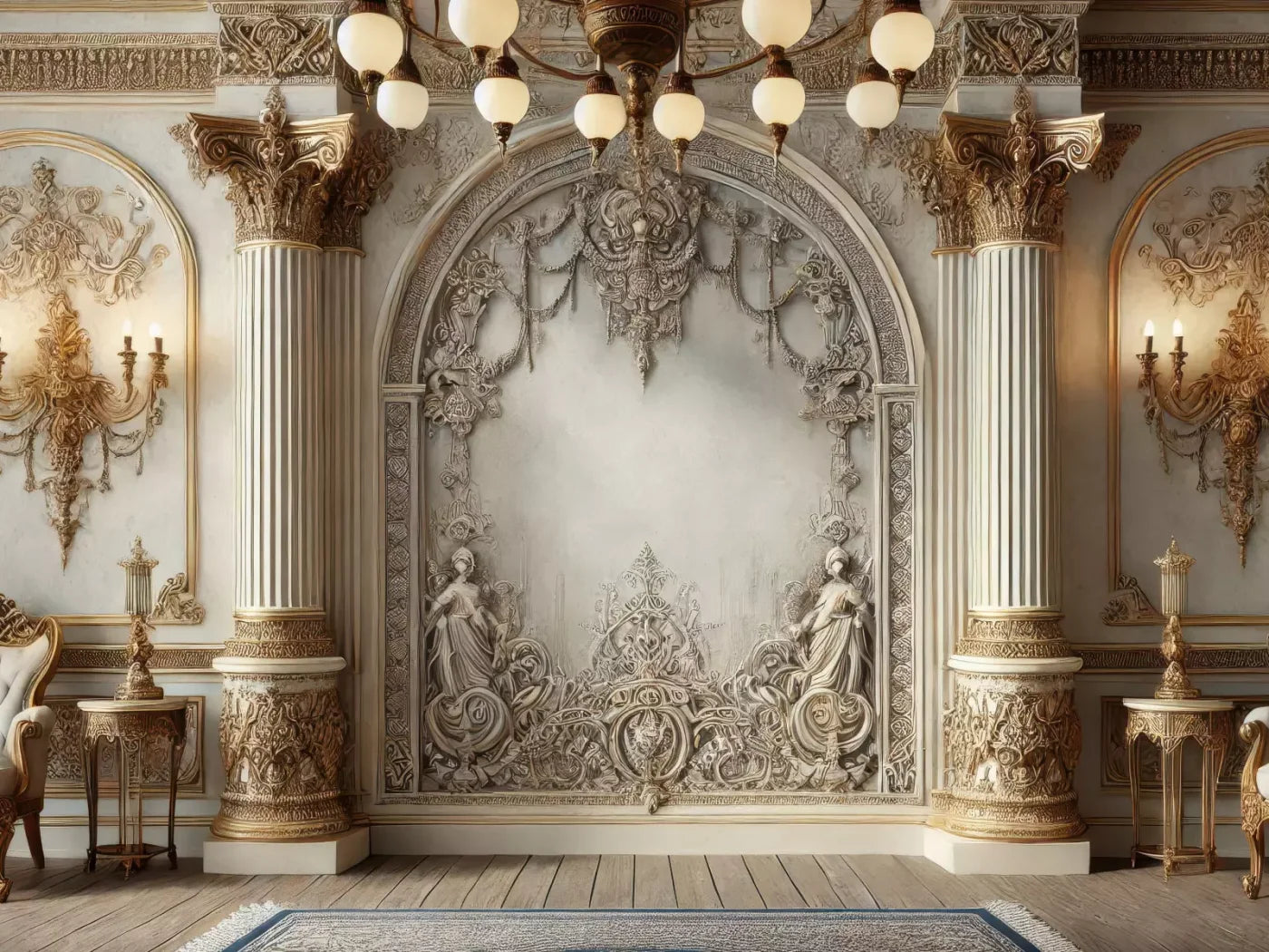Fairytale Ballroom Arch 6’8X5’ Fleece (80 X 60 Inch) Backdrop