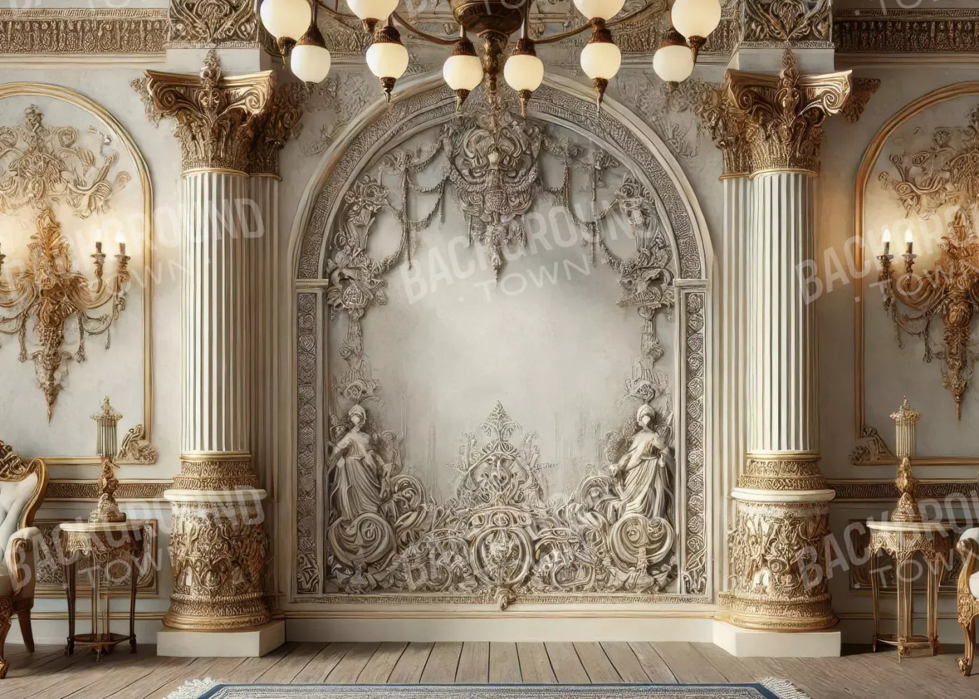 Fairytale Ballroom Arch 7’X5’ Ultracloth (84 X 60 Inch) Backdrop