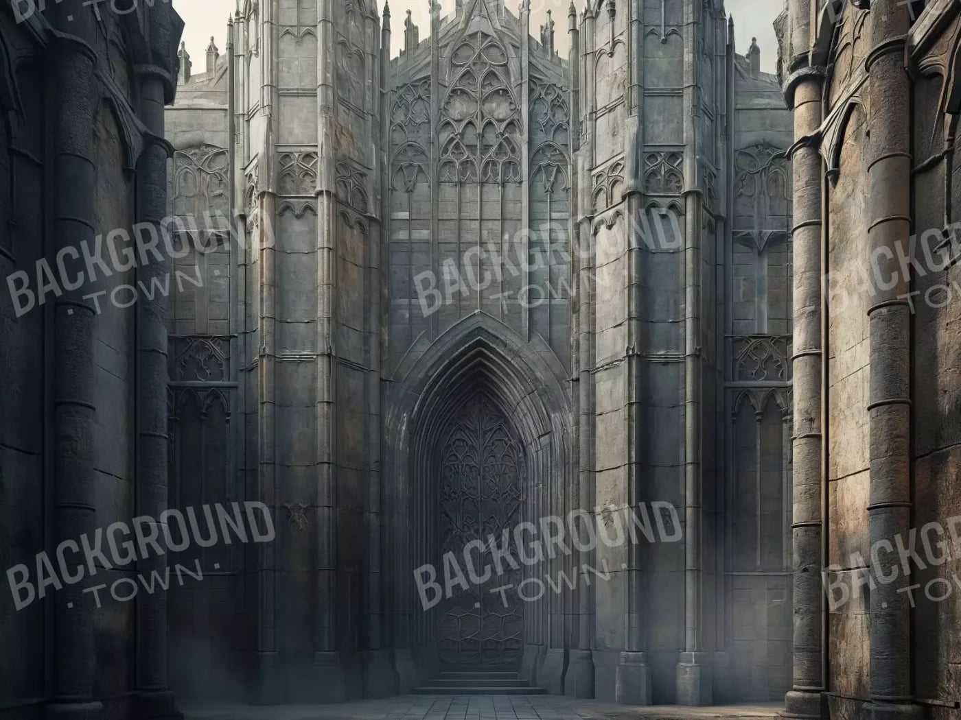 Fairytale Castle Courtyard 6’8X5’ Fleece (80 X 60 Inch) Backdrop