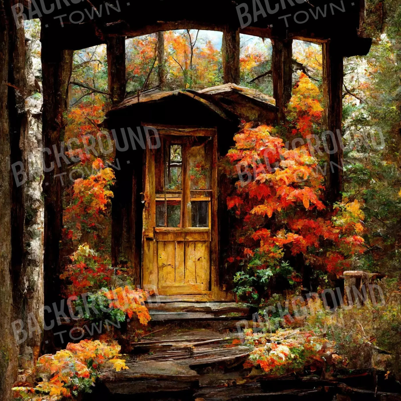 Fall Cabin 8X8 Fleece ( 96 X Inch ) Backdrop