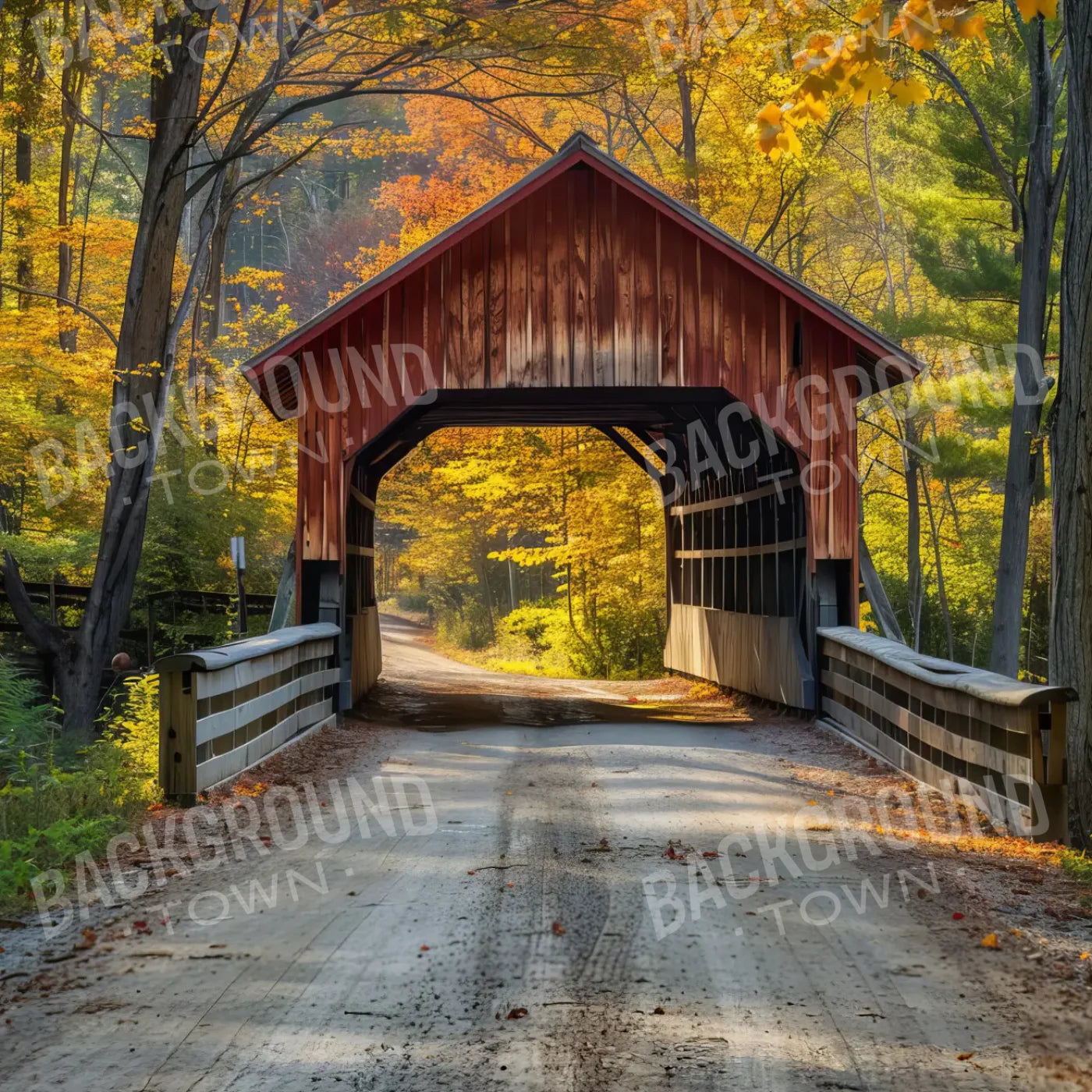 Fall Covered Bridge 10’x10’ UltraCloth (120 x 120 inch) Backdrop