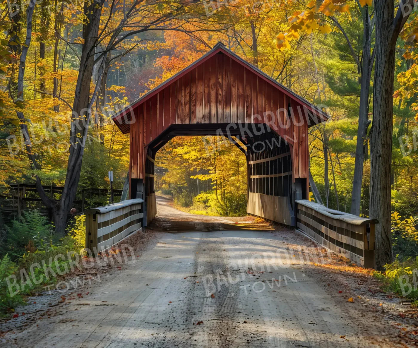 Fall Covered Bridge 12’x10’ UltraCloth (144 x 120 inch) Backdrop
