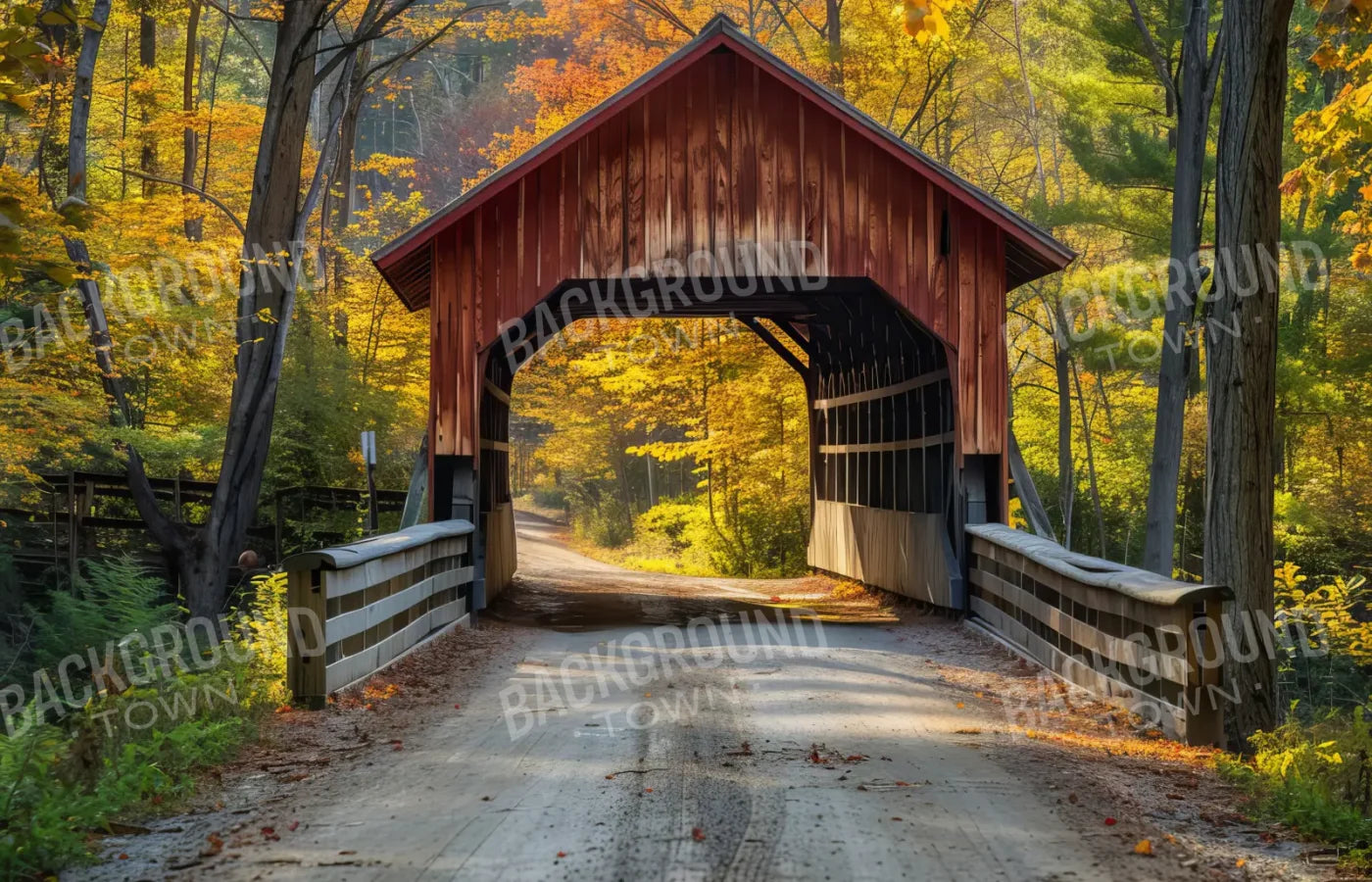 Fall Covered Bridge 14’x9’ UltraCloth (168 x 108 inch) Backdrop