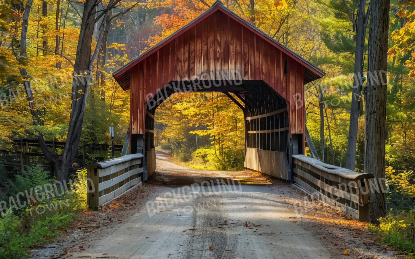 Fall Covered Bridge 8’x5’ UltraCloth (96 x 60 inch) Backdrop