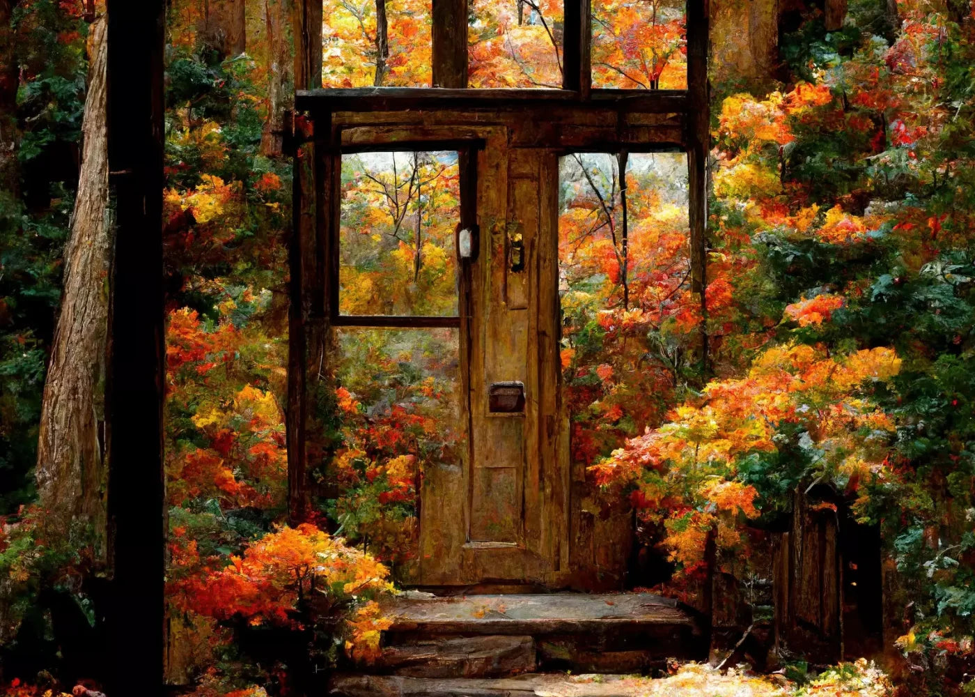 Fall Entrance 7’X5’ Ultracloth (84 X 60 Inch) Backdrop