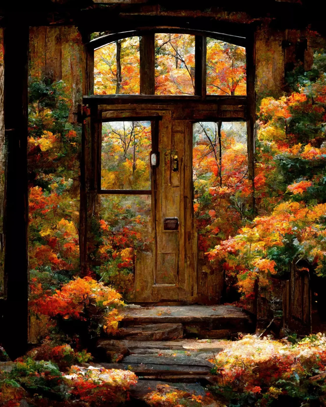 Fall Entrance 8’X10’ Fleece (96 X 120 Inch) Backdrop