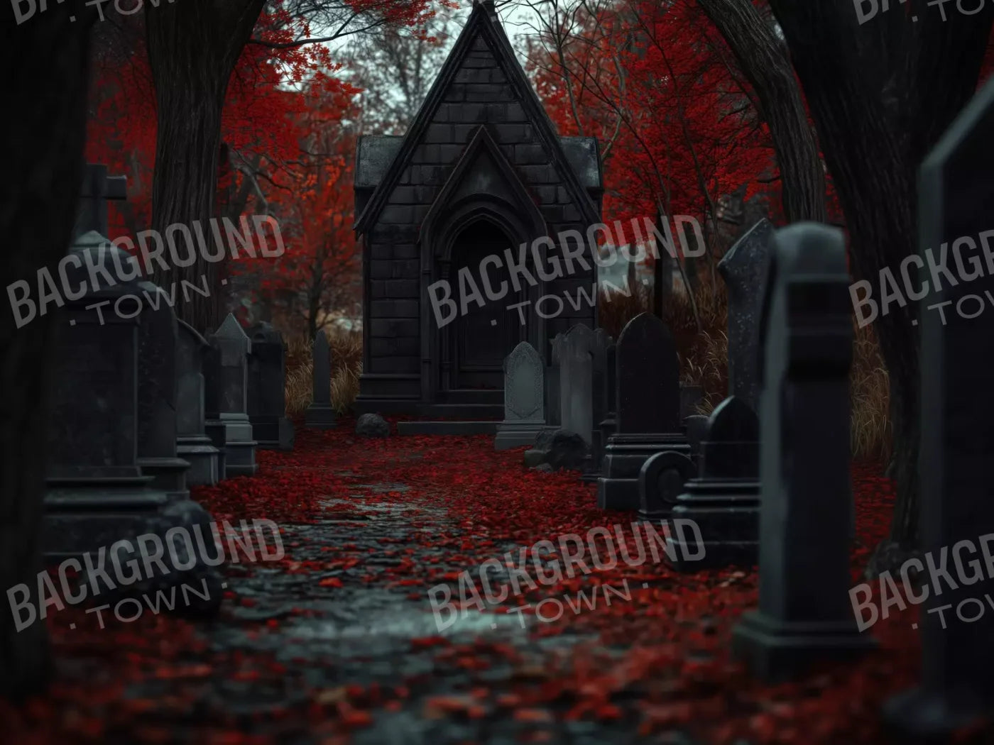 Fall Mausoleum 6’8X5’ Fleece (80 X 60 Inch) Backdrop
