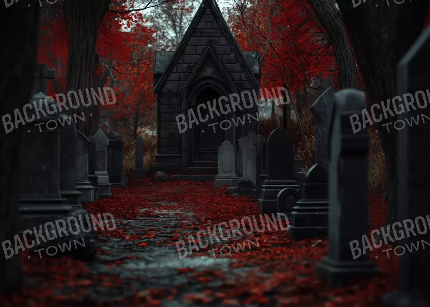 Fall Mausoleum 7’X5’ Ultracloth (84 X 60 Inch) Backdrop