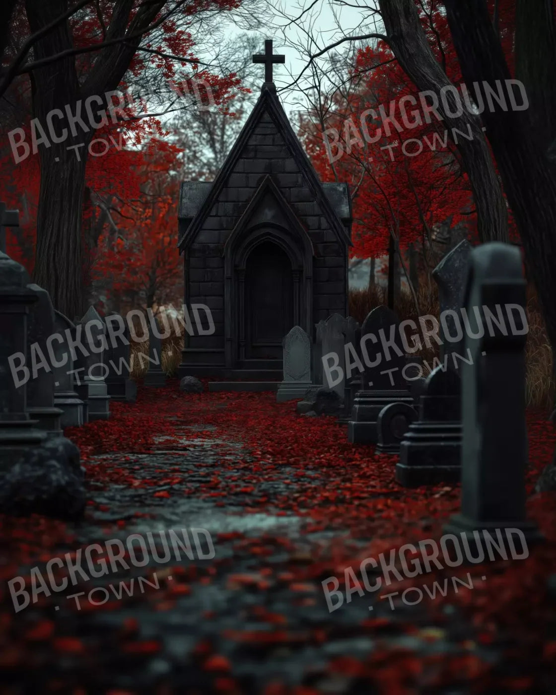 Fall Mausoleum 8’X10’ Fleece (96 X 120 Inch) Backdrop