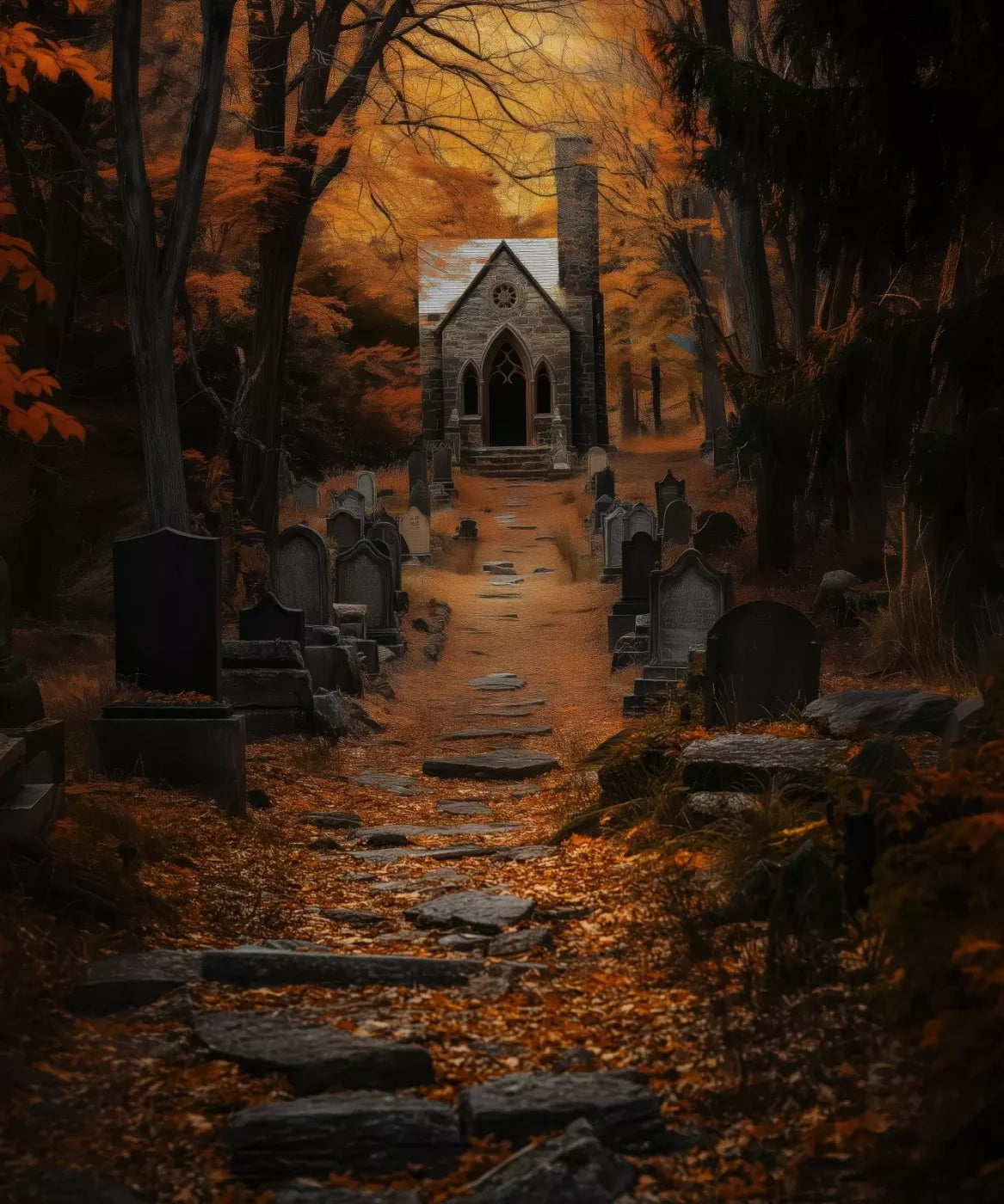 Fall Walk Throught The Cemetary 10’X12’ Ultracloth (120 X 144 Inch) Backdrop