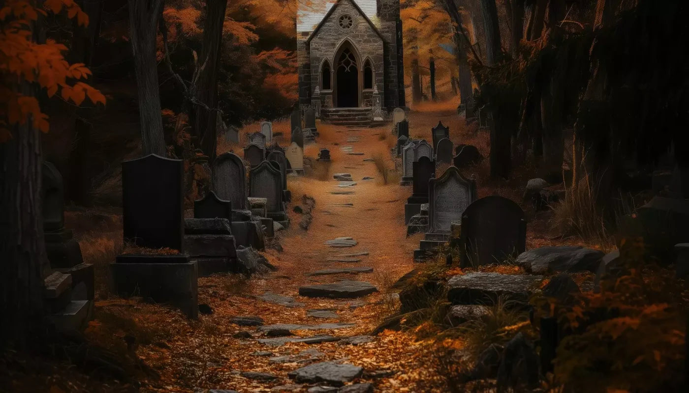 Fall Walk Throught The Cemetary 14’X8’ Ultracloth (168 X 96 Inch) Backdrop