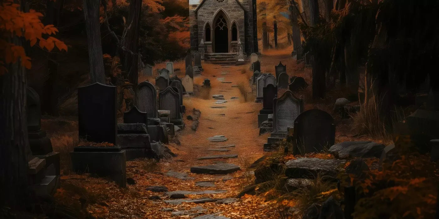 Fall Walk Throught The Cemetary 16’X8’ Ultracloth (192 X 96 Inch) Backdrop