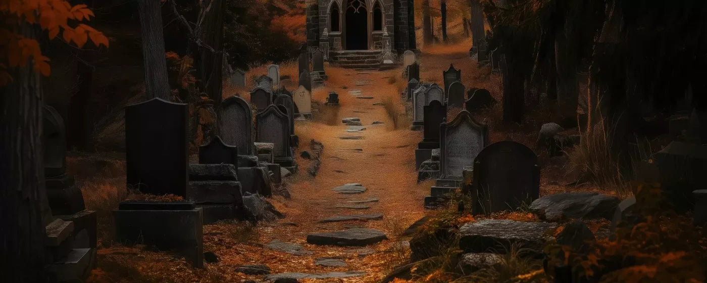 Fall Walk Throught The Cemetary 20’X8’ Ultracloth (240 X 96 Inch) Backdrop