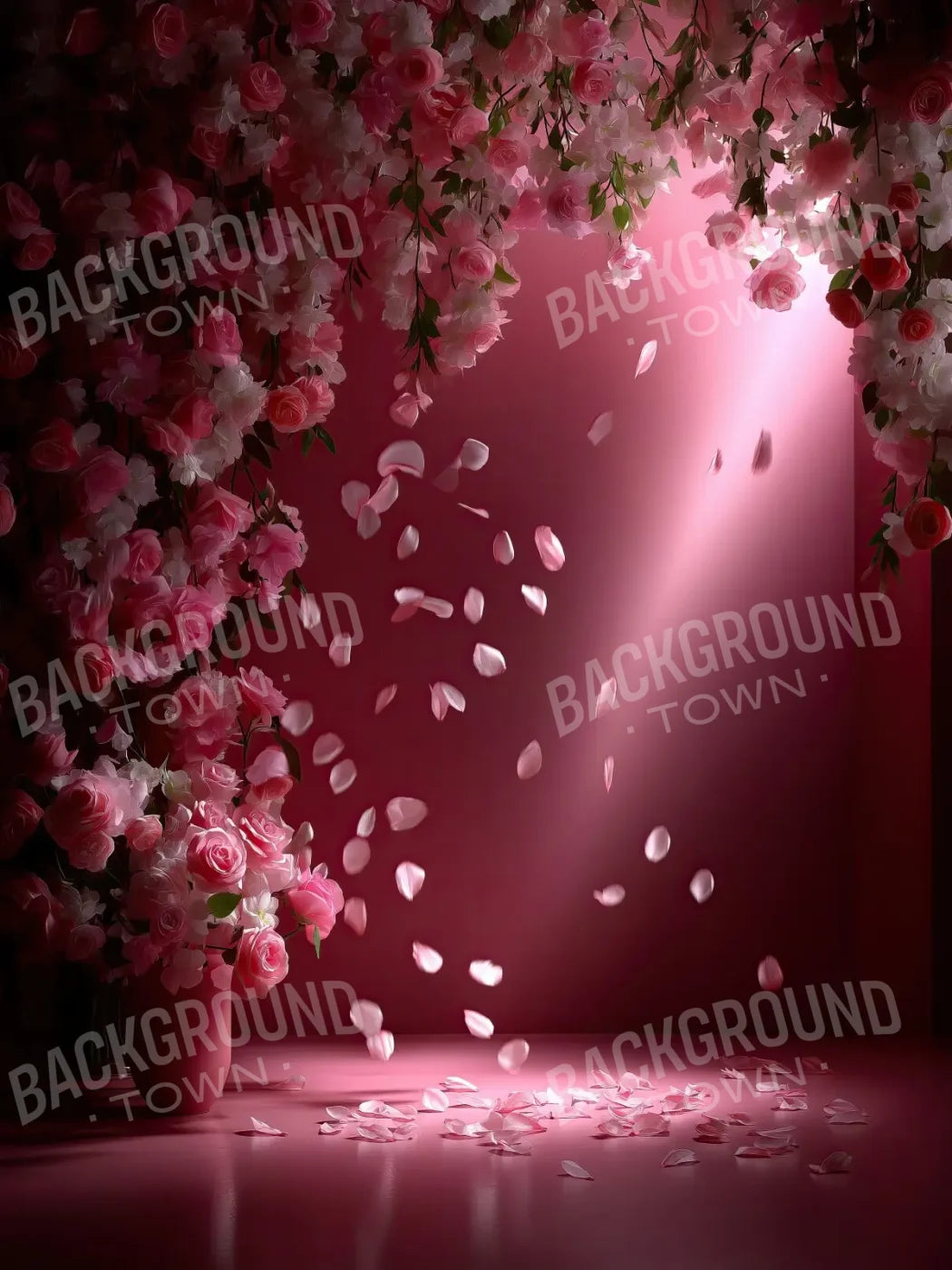 Falling Flower Petals 6’x8’ Fleece (72 x 96 inch) Backdrop