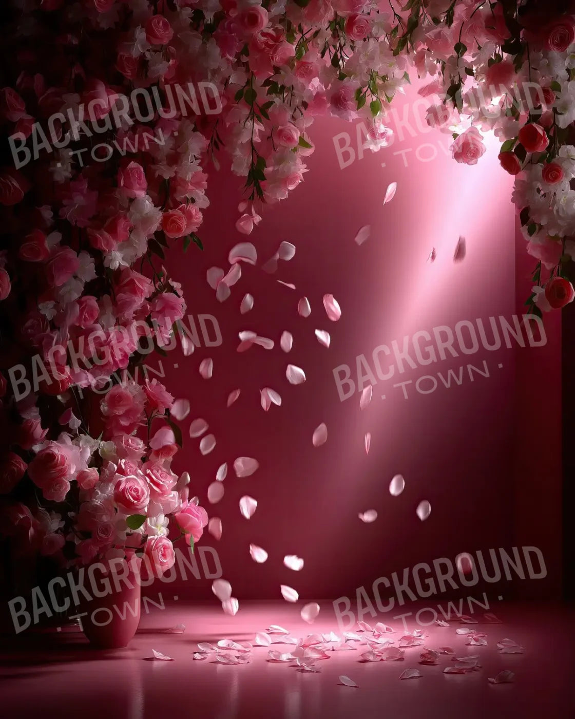 Falling Flower Petals 8’x10’ Fleece (96 x 120 inch) Backdrop