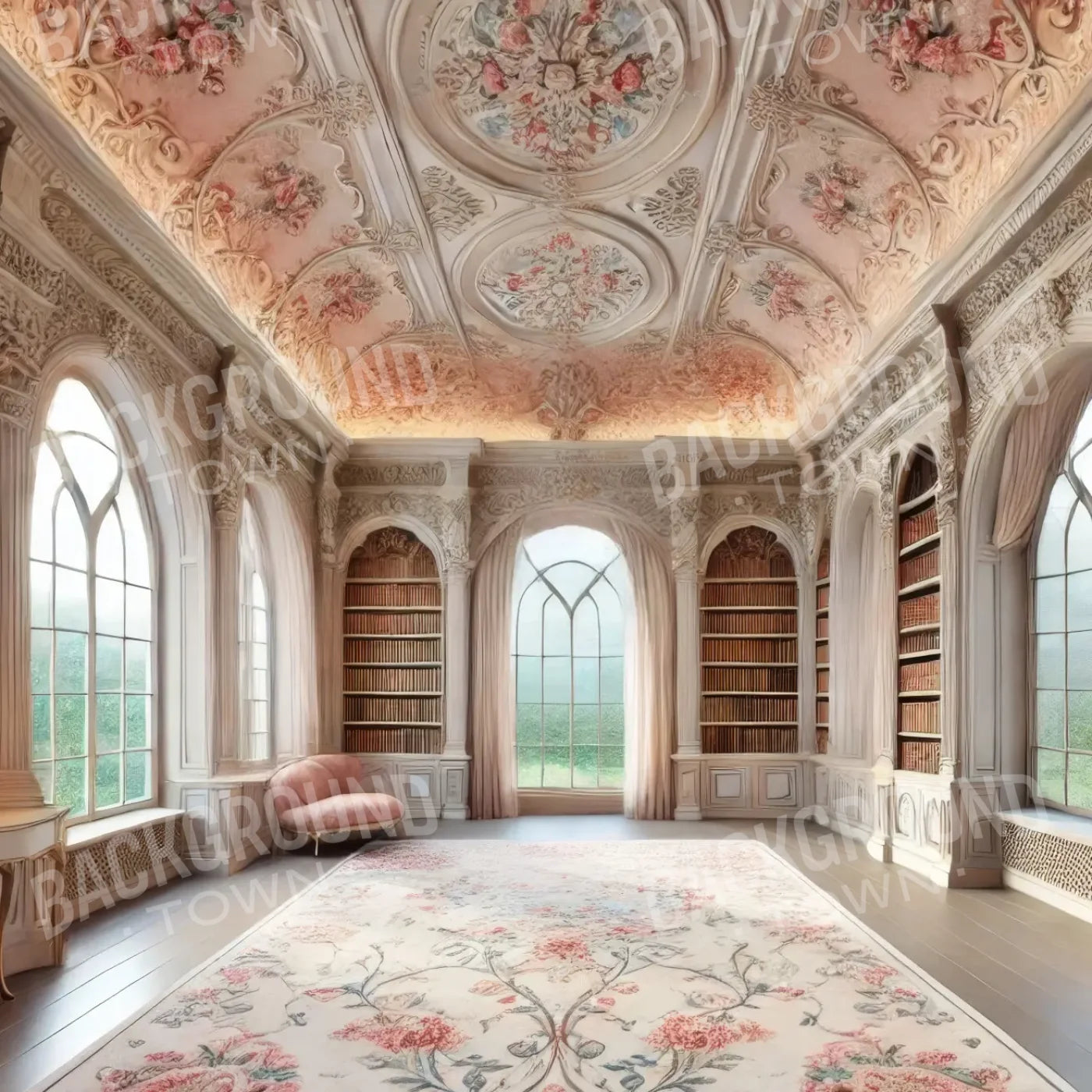 Fancy Library 8’x8’ Fleece (96 x 96 inch) Backdrop